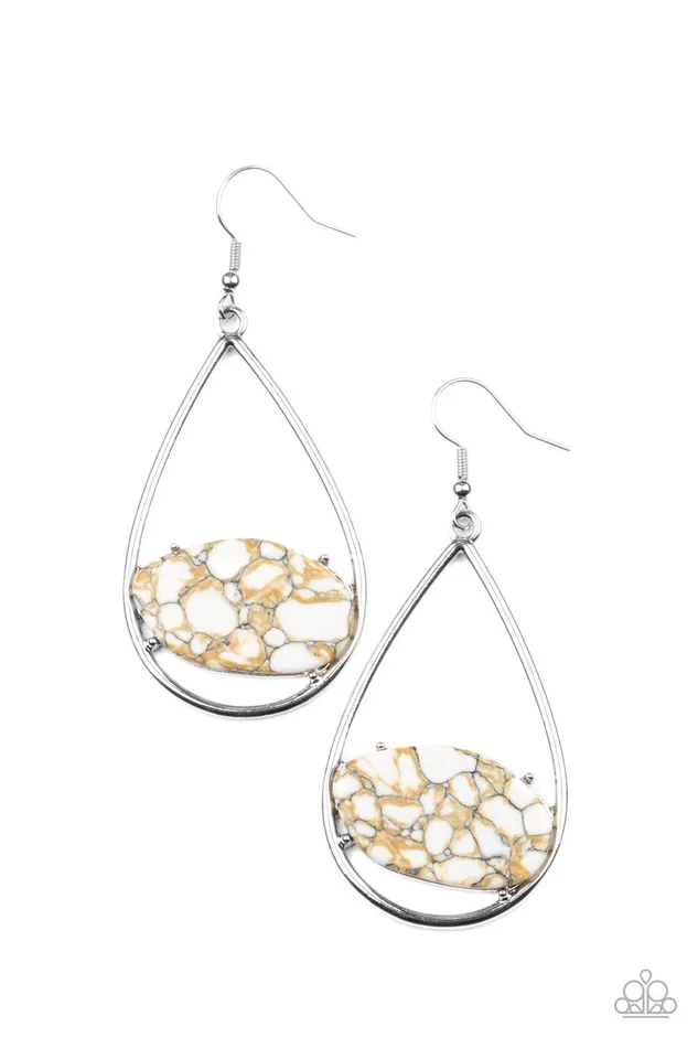Earrings Tropical Terrazzo White Earrings Jewelry by Bretta Paparazzi Accessories