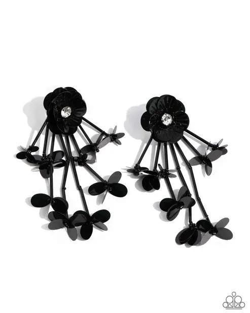 Paparazzi Accessories Earrings Floral Future Black Post Earrings Jewelry by Bretta