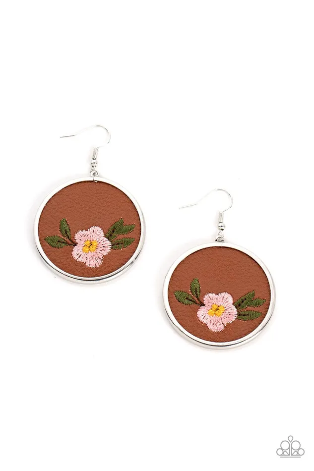 Paparazzi Accessories Earrings Prairie Patchwork Pink Earrings Jewelry by Bretta
