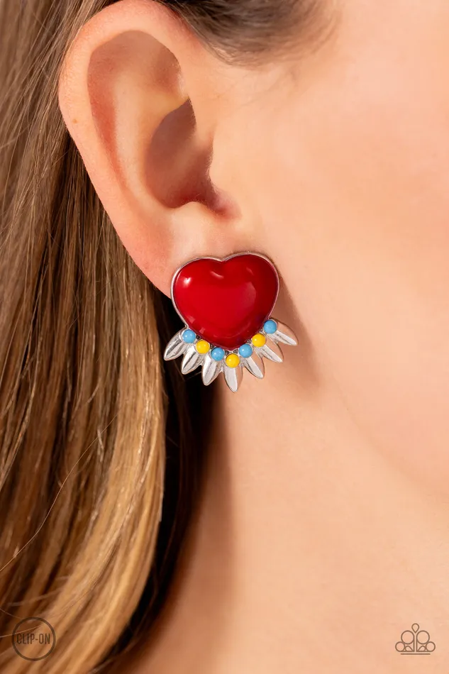 Paparazzi Accessories Earrings Spring Story Red Earrings Jewelry by Bretta