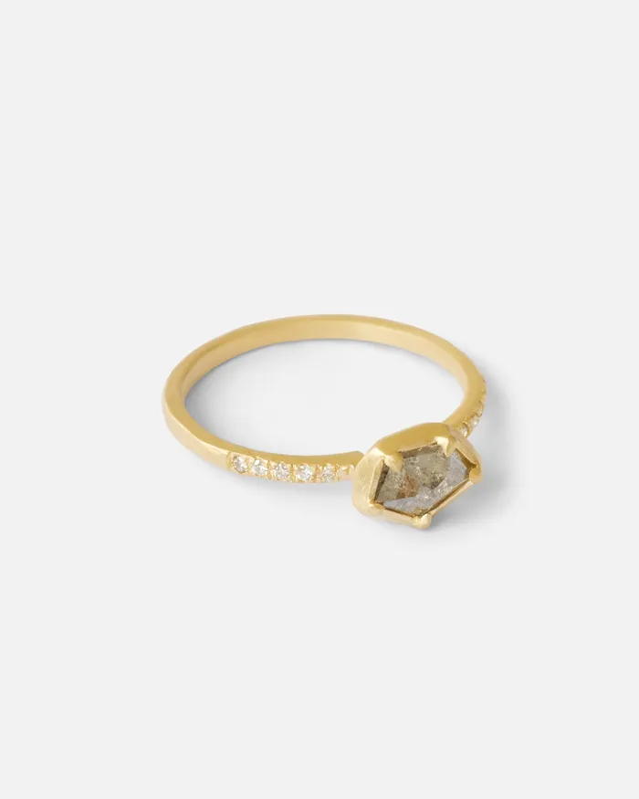 Rings Ariko Pentagon Shape Salt and Pepper Diamond Ring