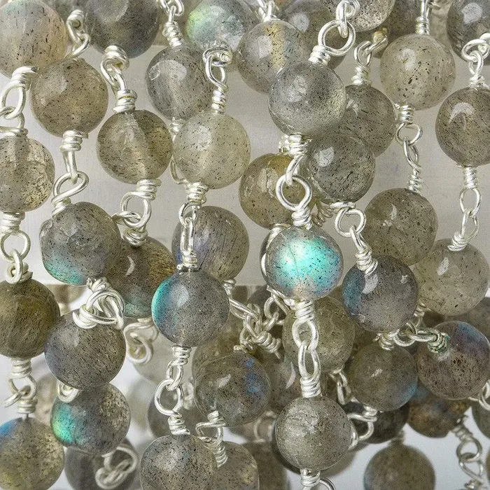 Rings Beadsofcambaycom 5mm Labradorite plain round Silver plated Chain by the foot Rings Beadsofcambaycom 5mm Labradorite plain round Silver plated Chain by the foot