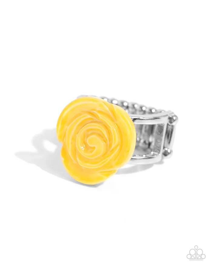 Rings TopSHELL Shine Yellow Ring Jewelry by Bretta Paparazzi Accessories