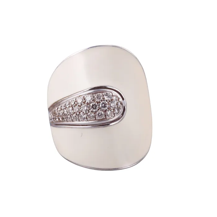 Roberto Coin White Enamel Diamond Gold Ring Roberto Coin Rings
