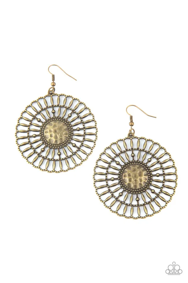 Rustic Groves Brass Earrings Jewelry by Bretta Paparazzi Accessories Earrings