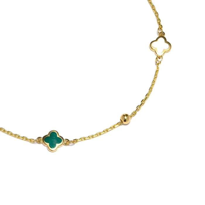 Senso Gold Bracelets Gold bracelet with 3 clovers of onyx and malachite Senso Gold Shine