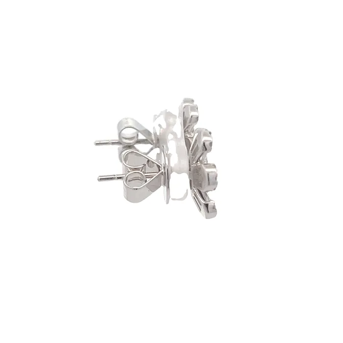 YaninaCo Jewelry Earrings White Gold Flower Earrings