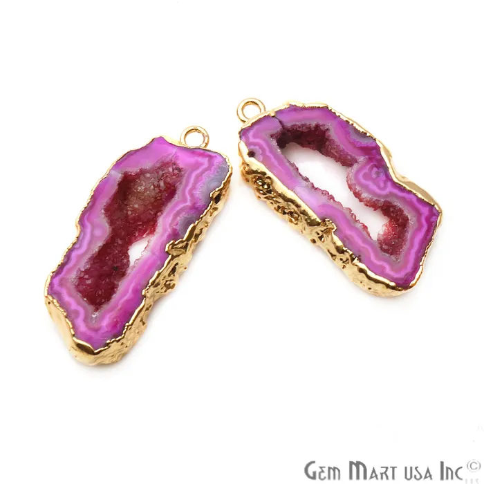 Agate Slice 16x33mm Gold Electroplated Gemstone Earring Connector 1 Pair GemmartUSA Earrings Agate Slice 16x33mm Gold Electroplated Gemstone Earring Connector 1 Pair GemmartUSA Earrings