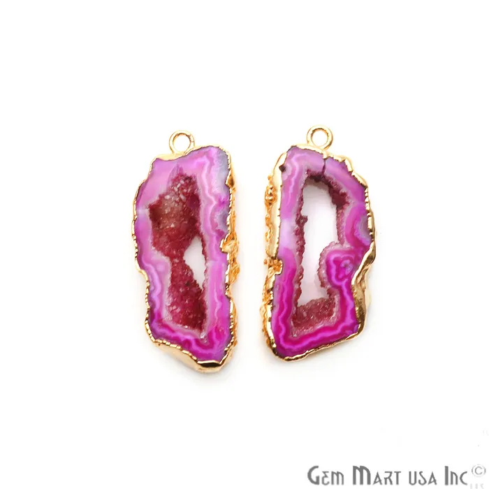 Agate Slice 16x33mm Gold Electroplated Gemstone Earring Connector 1 Pair GemmartUSA Earrings Agate Slice 16x33mm Gold Electroplated Gemstone Earring Connector 1 Pair GemmartUSA Earrings