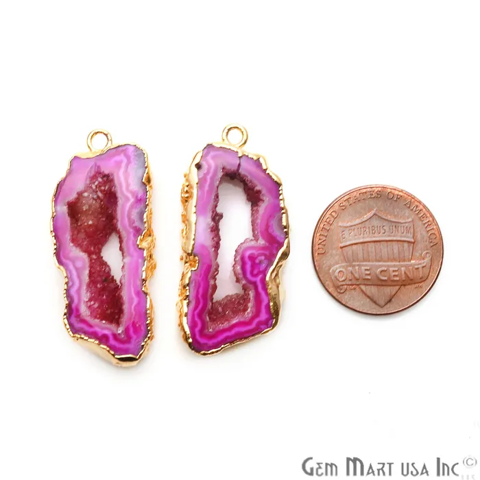 Agate Slice 16x33mm Gold Electroplated Gemstone Earring Connector 1 Pair GemmartUSA Earrings Agate Slice 16x33mm Gold Electroplated Gemstone Earring Connector 1 Pair GemmartUSA Earrings