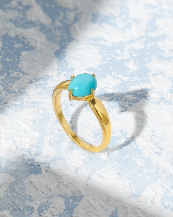 Arizona Turquoise Ring 14k Gold Plated Over 925 Silver Jewelry YoTreasure Rings