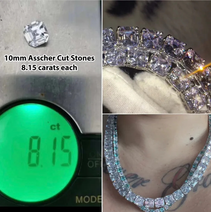 Asscher Diamond Tennis Chain Tennis Chain Tennis Necklace Asscher Necklace Baguette Chain Iced Out Chain Hip Hop Chain Classy Minx London Necklaces