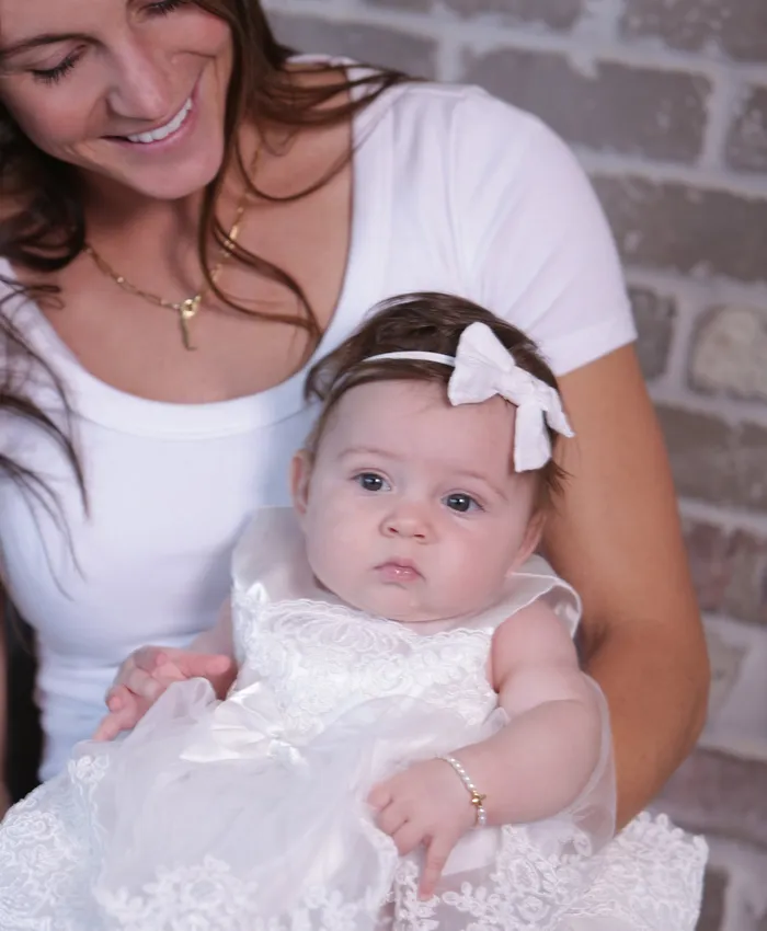 Cherished Moments Bracelets 14K Gold Plated Cultured Pearl Cross Bracelet for Baptism Communion with FREE Engraving