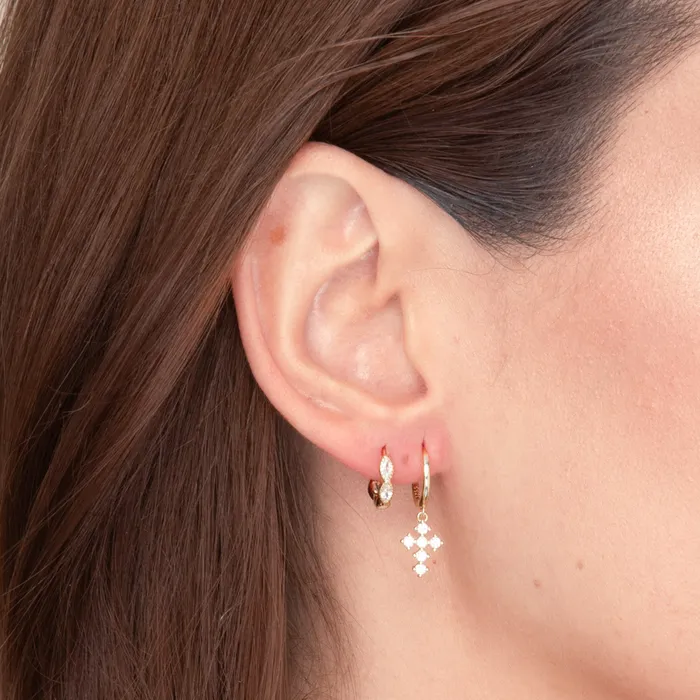 Cross Zirconia Huggie Earrings Camile Stone Earrings Cross Zirconia Huggie Earrings Camile Stone Earrings