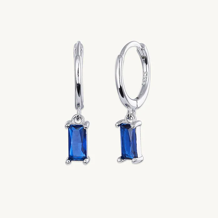 Earrings Camile Stone Blue Baguette Hoop Earrings Earrings Camile Stone Blue Baguette Hoop Earrings