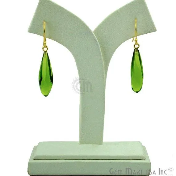 Earrings GemMartUSA Teardrop Shape 48x9mm Gold Plated Gemstone Dangle Hook Earrings Pick your Gemstone 901001