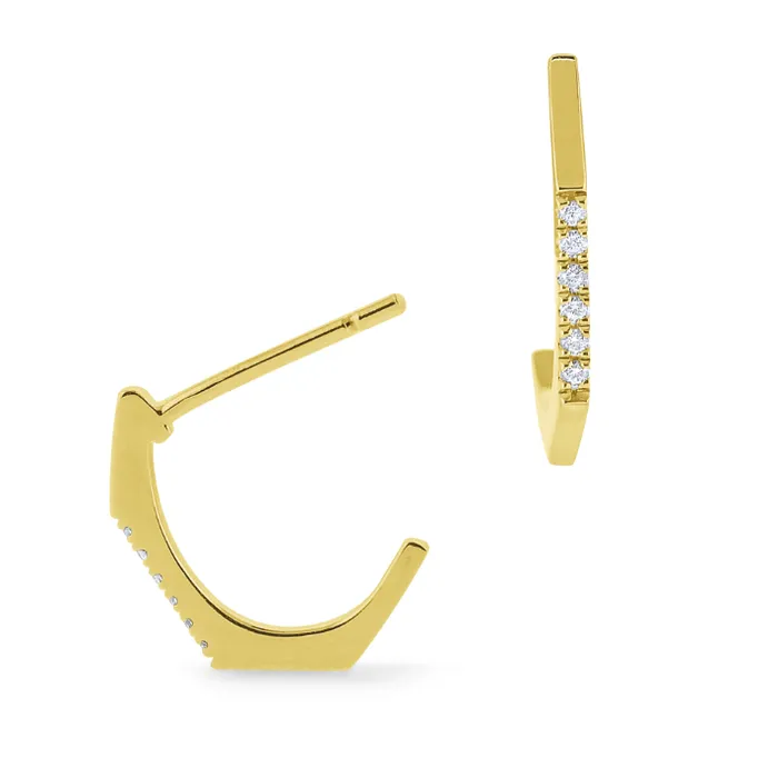 Earrings KC Designs 14k Yellow Gold Geometric Diamond Hoop Earrings I7971