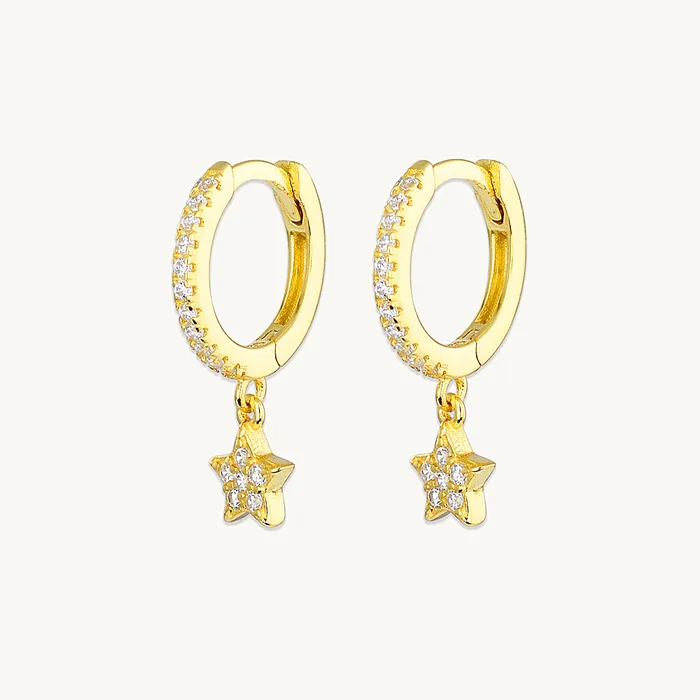 Earrings Star Sapphire Hoop Earrings Camile Stone