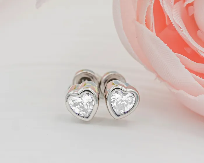 Earrings Sterling Silver Baptism CZ Heart Earrings Cherished Moments Earrings Sterling Silver Baptism CZ Heart Earrings Cherished Moments