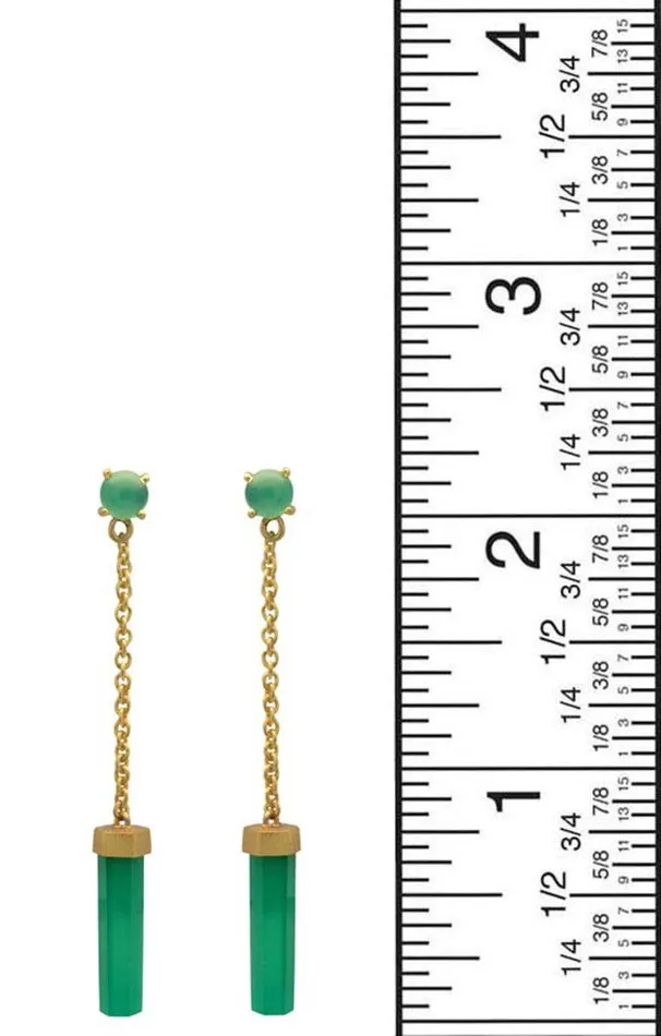 Earrings YoTreasure Green Onyx Gold Plated Over Brass Drop Earrings Jewelry