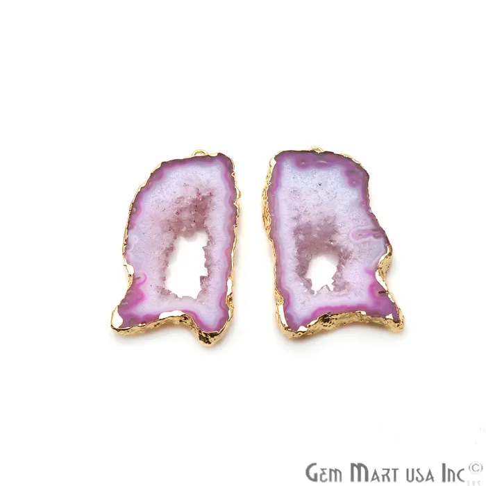 GemmartUSA Earrings Agate Slice 47x24mm Gold Electroplated Gemstone Earring Connector 1 Pair GemmartUSA Earrings Agate Slice 47x24mm Gold Electroplated Gemstone Earring Connector 1 Pair