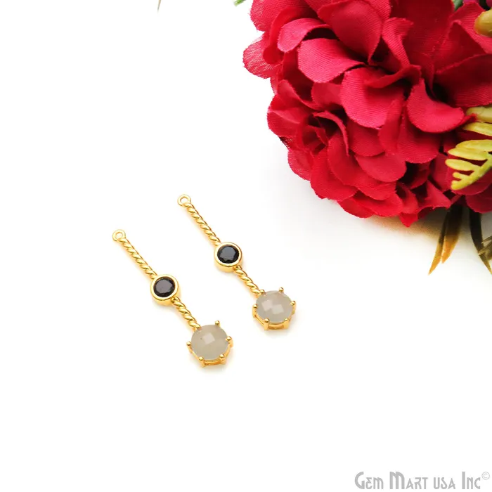 GemmartUSA Earrings Gray Chalcedony Black Onyx Gold Plated Earring Gemstone Connector GemmartUSA Earrings Gray Chalcedony Black Onyx Gold Plated Earring Gemstone Connector