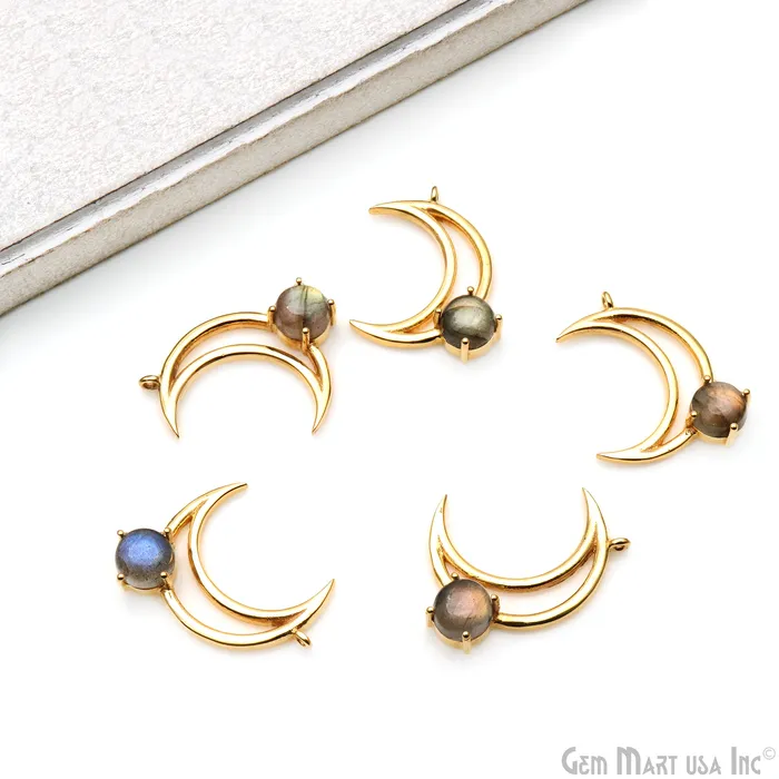 GemMartUSA Necklaces Crescent Moon 28x11mm Gold Plated Necklace Pendant