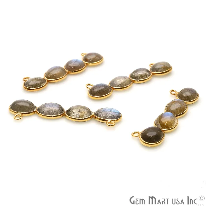 GemmartUSA PreStyled Sets DIY Labradorite 40x11mm Gold Plated Bezel Chandelier Finding Component