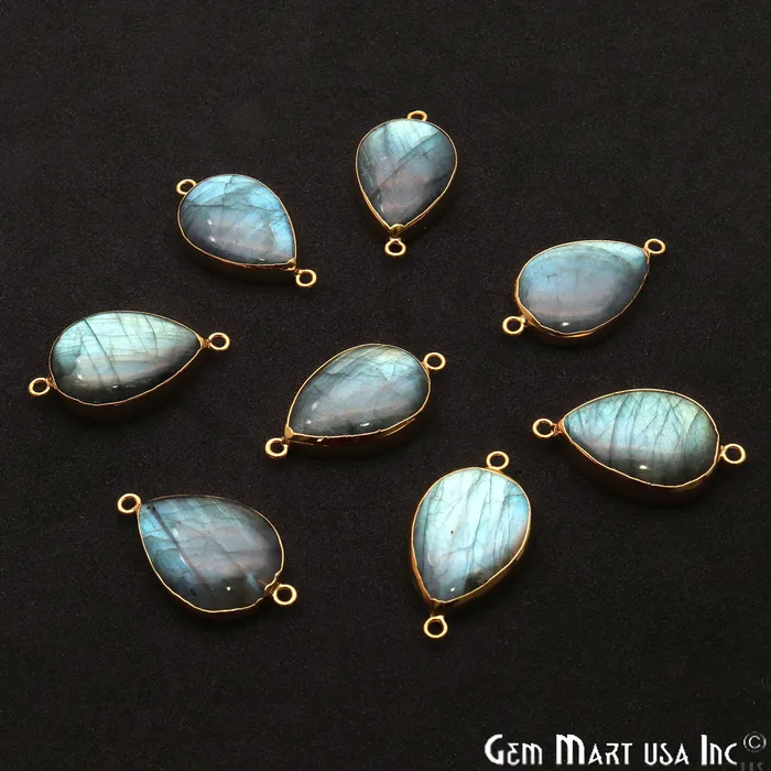 GemMartUSA PreStyled Sets Labradorite Cabochon 32x18mm Pears Gold Electroplated Double Bail Gemstone Connector GemMartUSA PreStyled Sets Labradorite Cabochon 32x18mm Pears Gold Electroplated Double Bail Gemstone Connector