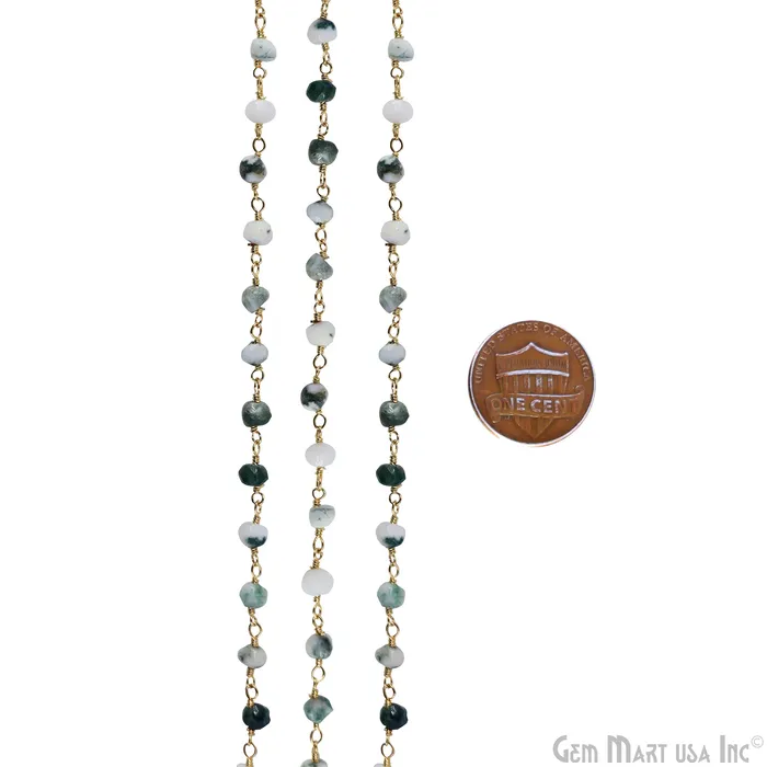 GemMartUSA PreStyled Sets Moss Agate 4mm Faceted Beads Gold Wire Wrapped Rosary GemMartUSA PreStyled Sets Moss Agate 4mm Faceted Beads Gold Wire Wrapped Rosary