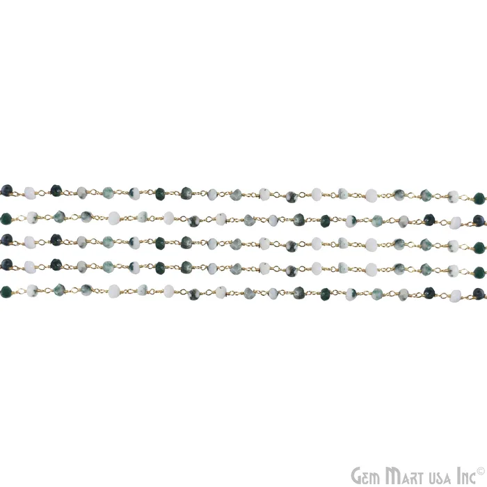 GemMartUSA PreStyled Sets Moss Agate 4mm Faceted Beads Gold Wire Wrapped Rosary GemMartUSA PreStyled Sets Moss Agate 4mm Faceted Beads Gold Wire Wrapped Rosary