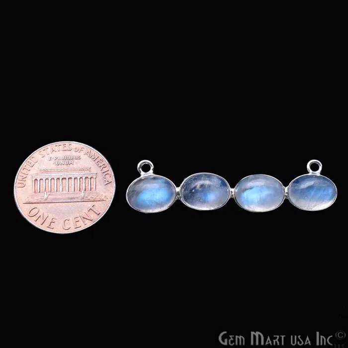 GemmartUSA Rings DIY Rainbow Moonstone 40x11mm Silver Plated Chandelier Finding Component