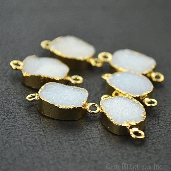 Gold Electroplated Druzy 10x12mm Octagon Double Bail Druzy Gemstone Connector GemMartUSA PreStyled Sets