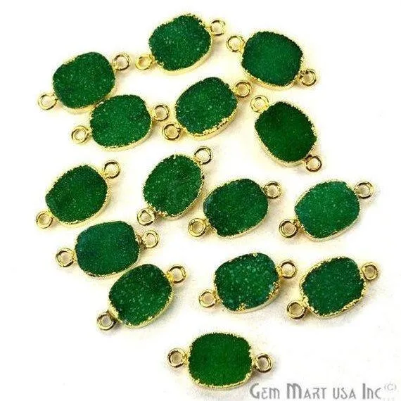 Gold Electroplated Druzy 10x12mm Octagon Double Bail Druzy Gemstone Connector GemMartUSA PreStyled Sets