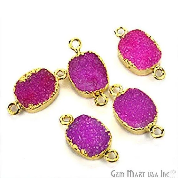 Gold Electroplated Druzy 10x12mm Octagon Double Bail Druzy Gemstone Connector GemMartUSA PreStyled Sets