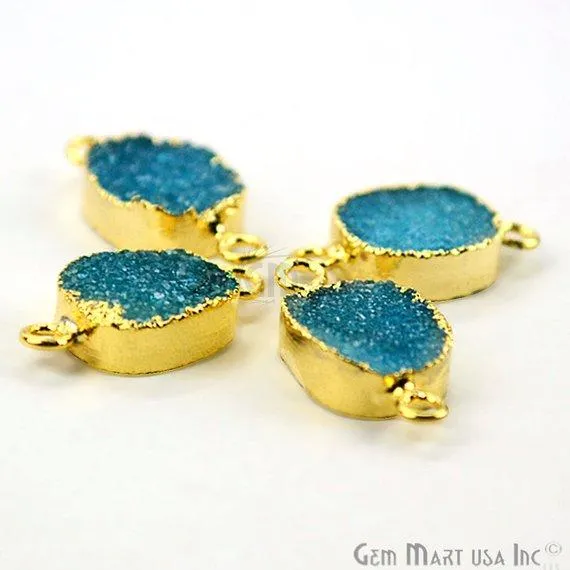 Gold Electroplated Druzy 10x12mm Octagon Double Bail Druzy Gemstone Connector GemMartUSA PreStyled Sets