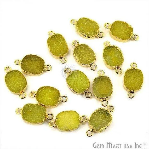 Gold Electroplated Druzy 10x12mm Octagon Double Bail Druzy Gemstone Connector GemMartUSA PreStyled Sets