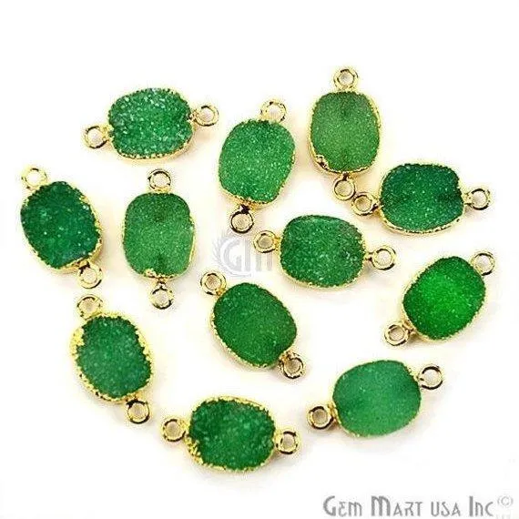 Gold Electroplated Druzy 10x12mm Octagon Double Bail Druzy Gemstone Connector GemMartUSA PreStyled Sets