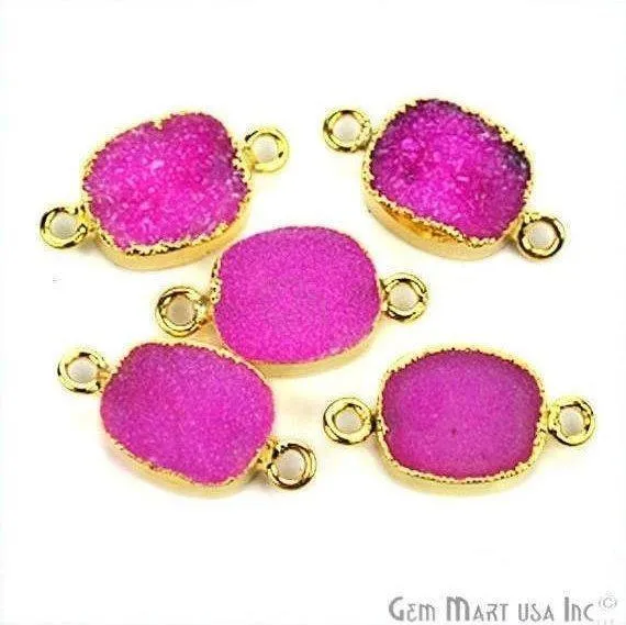 Gold Electroplated Druzy 10x12mm Octagon Double Bail Druzy Gemstone Connector GemMartUSA PreStyled Sets