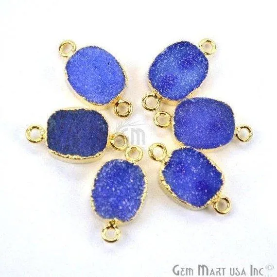 Gold Electroplated Druzy 10x12mm Octagon Double Bail Druzy Gemstone Connector GemMartUSA PreStyled Sets