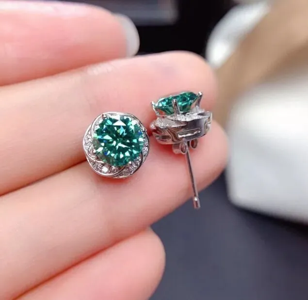 Green Diamond Earrings Womens Earrings Emerald Green Earrings Green Diamond Ear Studs Stud Earrings Diamond Ear Studs Ear Studs Minx London Earrings