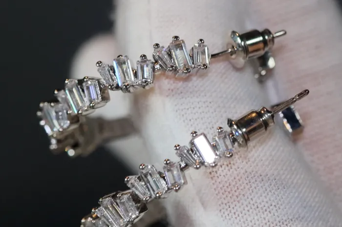 Lab Diamonds London Earrings Diamond Earrings Womens Diamond Earrings Baguette Diamond Hoop Earrings
