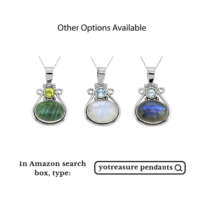 Moonstone Blue Topaz Solid 925 Sterling Silver Chain Pendant Jewelry YoTreasure Necklaces
