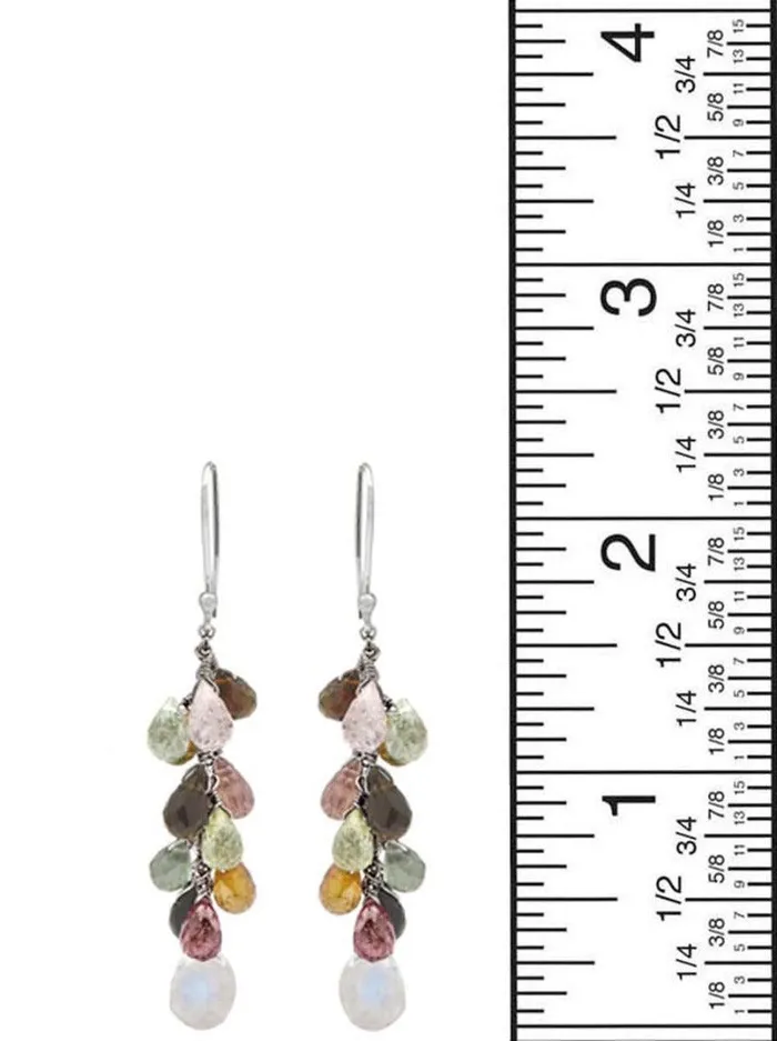 Multi Tourmaline 925 Solid Sterling Silver Dangle Earrings YoTreasure Earrings