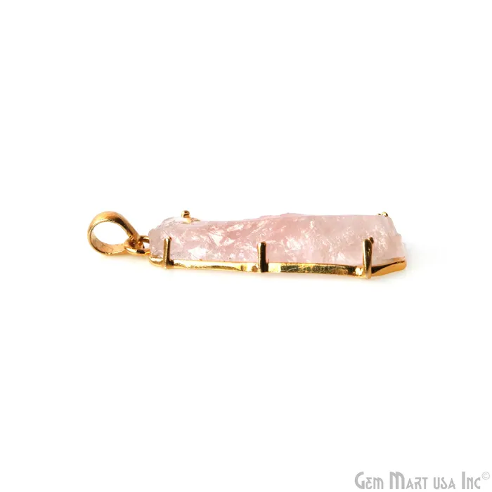 Natural Morganite Organic 42x15mm Gold Plated Prong Setting Single Bail Gemstone Pendant GemMartUSA Necklaces