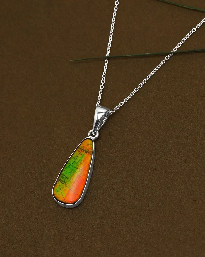 Necklaces YoTreasure 835 Ct Ammolite 925 Sterling Silver Necklace Pendant Jewelry