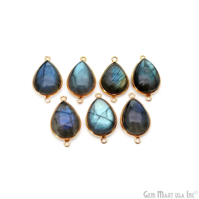 PreStyled Sets GemmartUSA Flashy Labradorite Cabochon 13x18mm Pears Double Bail Gold Plated Gemstone Connector PreStyled Sets GemmartUSA Flashy Labradorite Cabochon 13x18mm Pears Double Bail Gold Plated Gemstone Connector