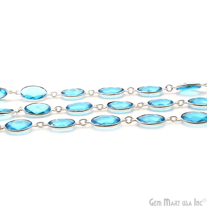Rings GemmartUSA Blue Topaz 10x14mm Oval Silver Bezel Continuous Connector Chain Rings GemmartUSA Blue Topaz 10x14mm Oval Silver Bezel Continuous Connector Chain