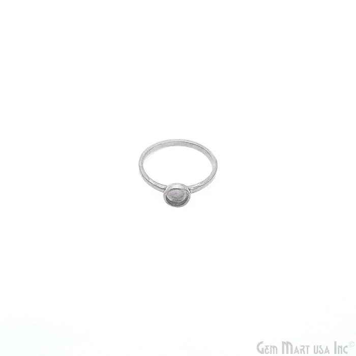 Rings GemMartUSA Round Bezel Cup Blank Ring Silver Plated 5mm Round Stone Slot With Open Backing Ring Setting