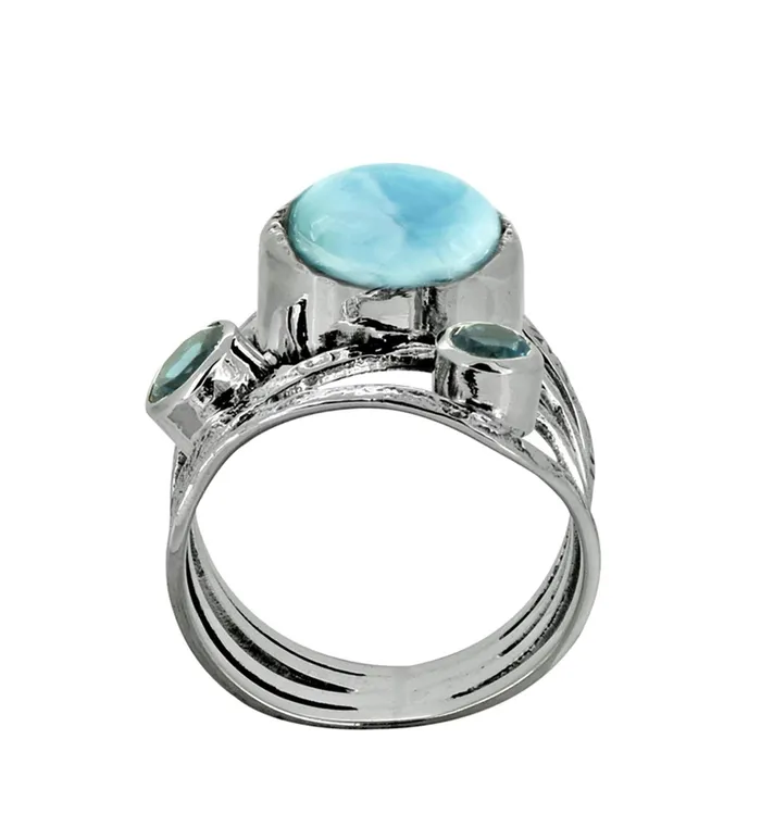 Rings Larimar London Blue Topaz Solid 925 Sterling Silver Designer Bypass Ring Jewelry YoTreasure